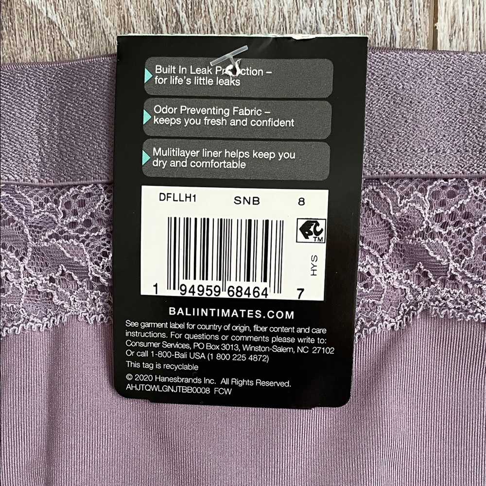 Bali Purple Hi-Cut Brief Women’s XL/8 Odor Leak Protection Support Lining Panti - Picture 6 of 8